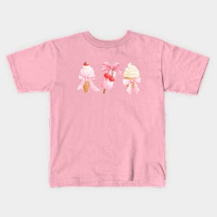 Coquette Sweet Treats Cherry & Pink Bows Ice Cream Kids T-Shirt